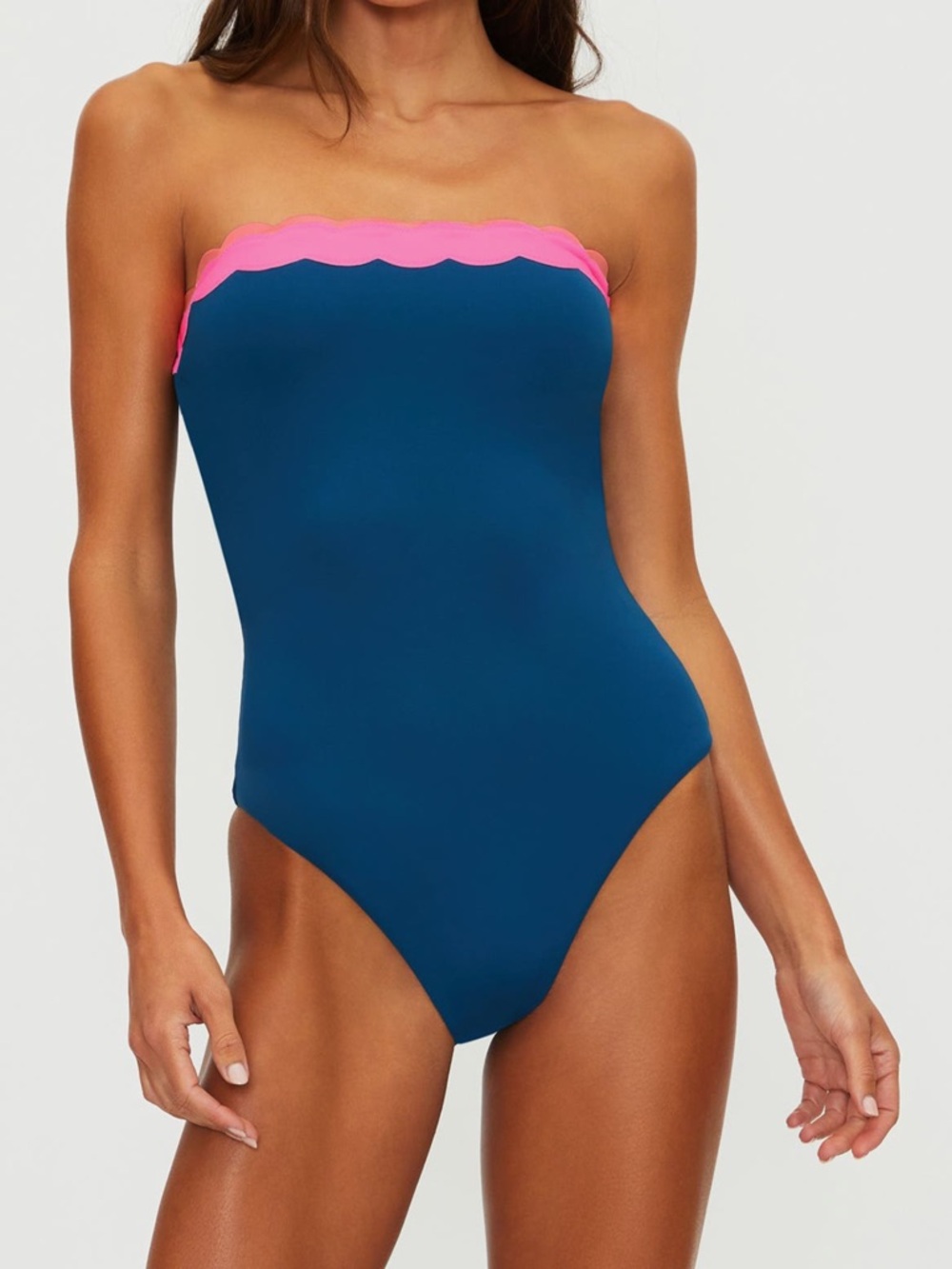 Josy One-Piece Swimsuit with Pink Scalloped Trim